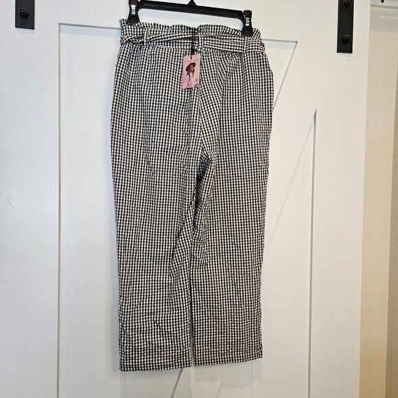 NEW Sincerely Jules Capris Pants Small Black White Checked Gingham Pedal Pusher - Picture 3 of 12